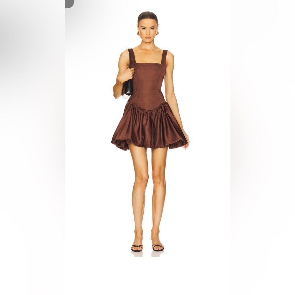 WeWoreWhat Bubble Skirt Corset Mini Dress in Chocolate - Size 4